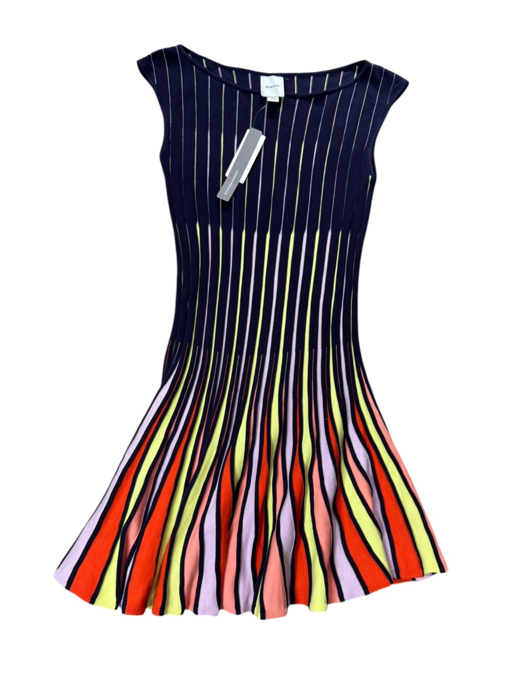 Anthropologie Maeve Boat-Neck Fit & Flare Knit Mini Dress size XS NWT - Picture 4 of 12
